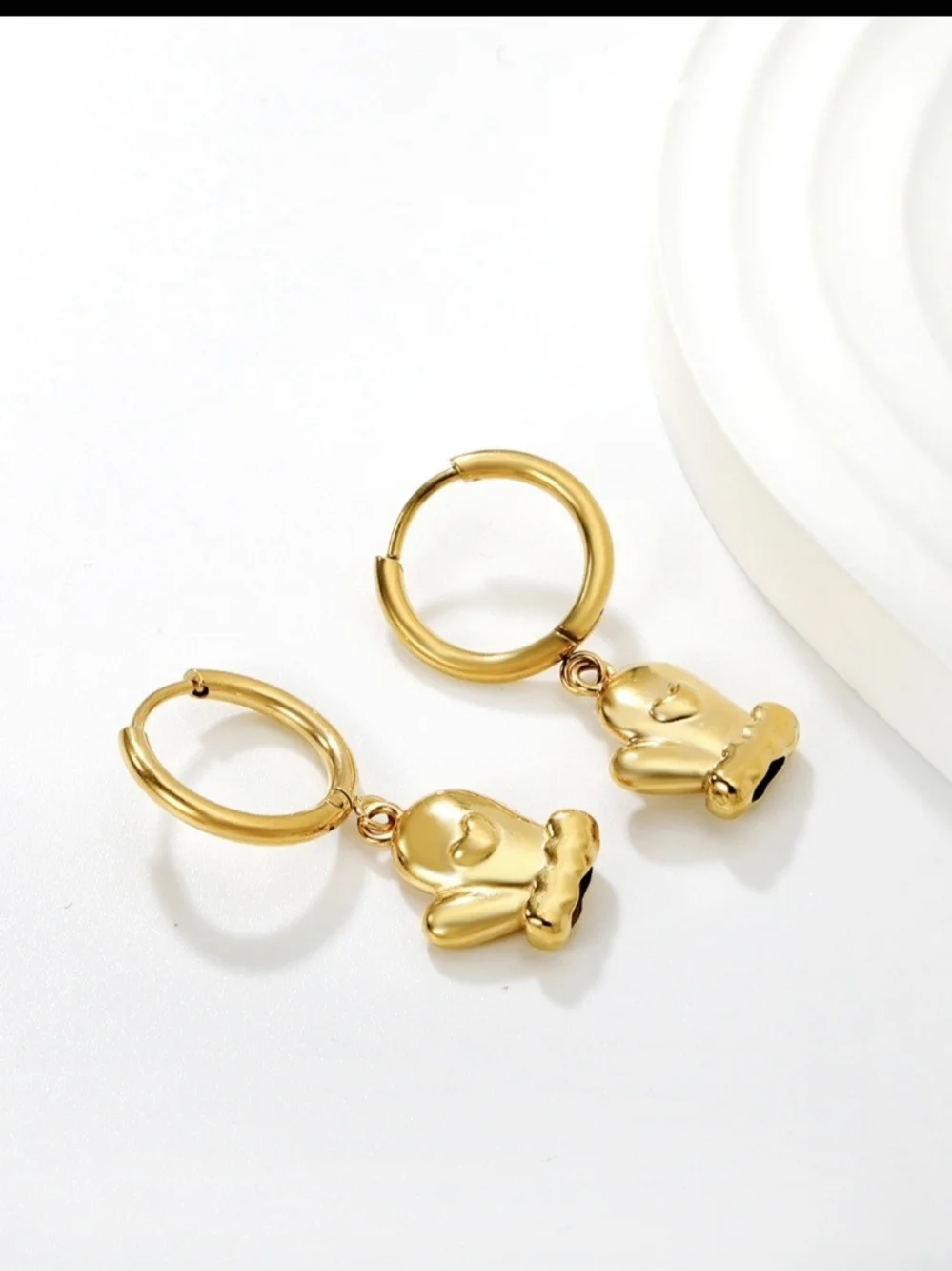 Gold Mitten Charm Hoop Earrings - Women's Jewelry